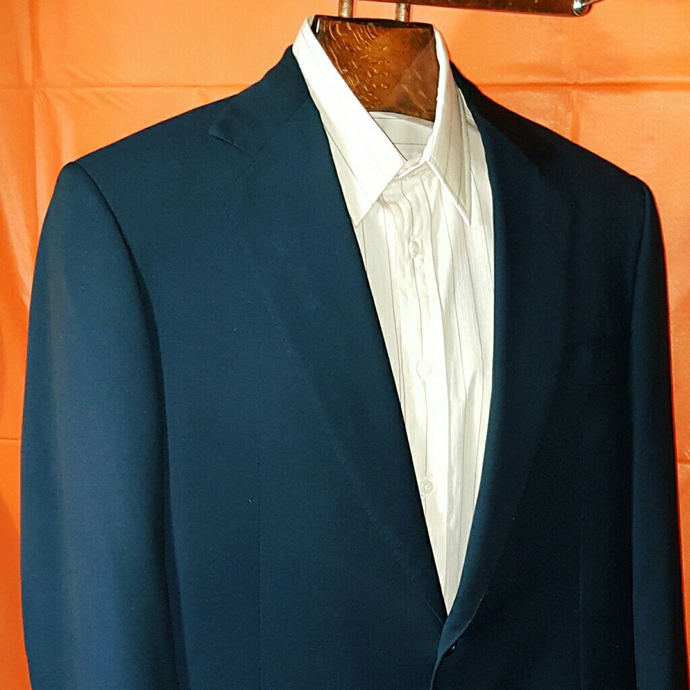 Battistoni Suit Jacket 44R Navy Blue Nailshead